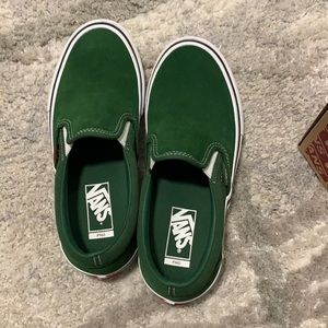 Green Suede slip on Vans